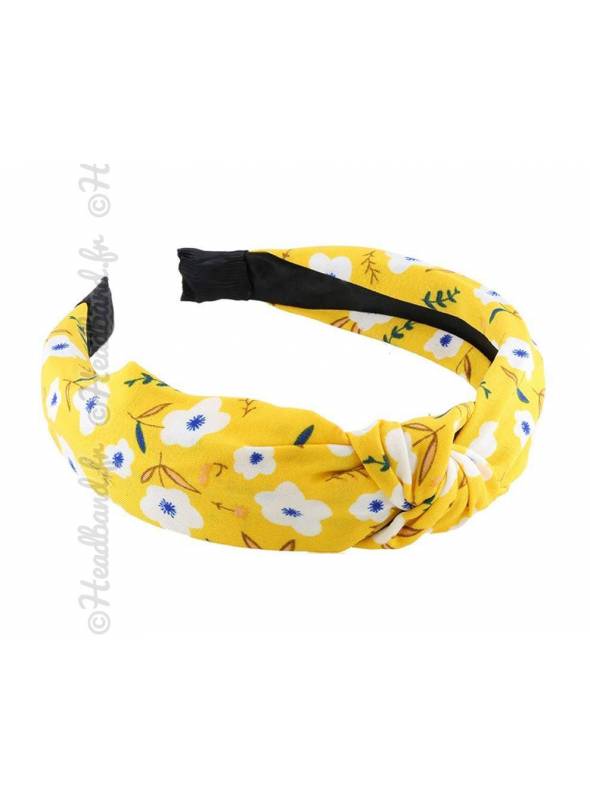 Serre-tête rétro fleurs jaune