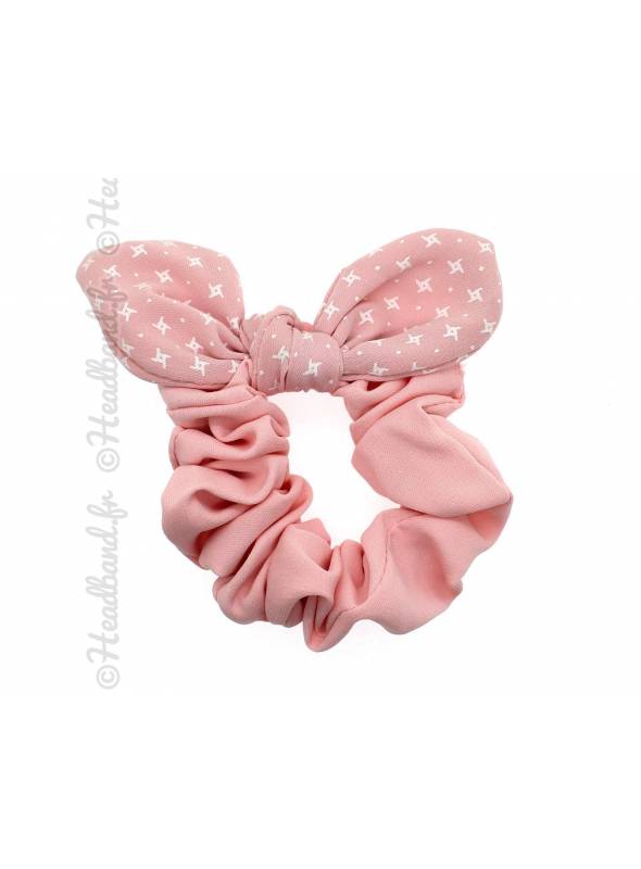 Chouchou fille noeud rose pastel