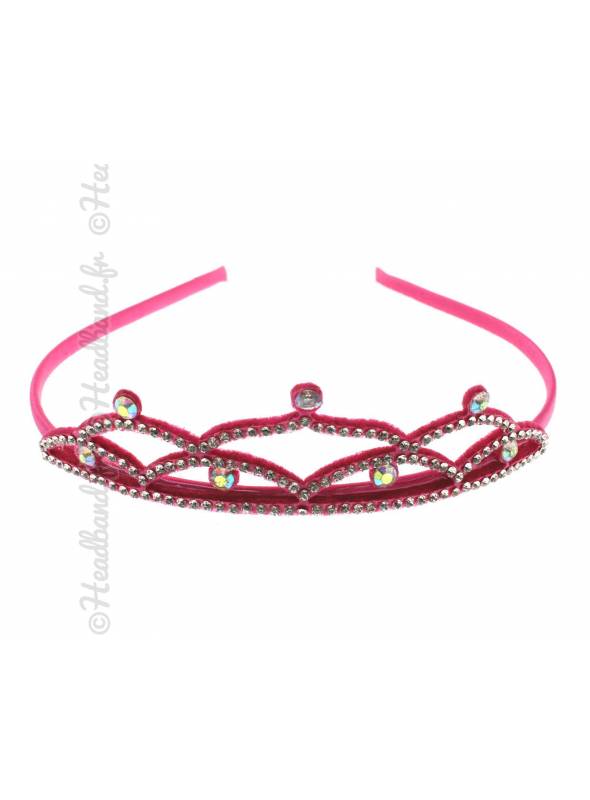 Diadème strass fille fushia