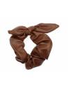 Chouchou noeud en cuir marron