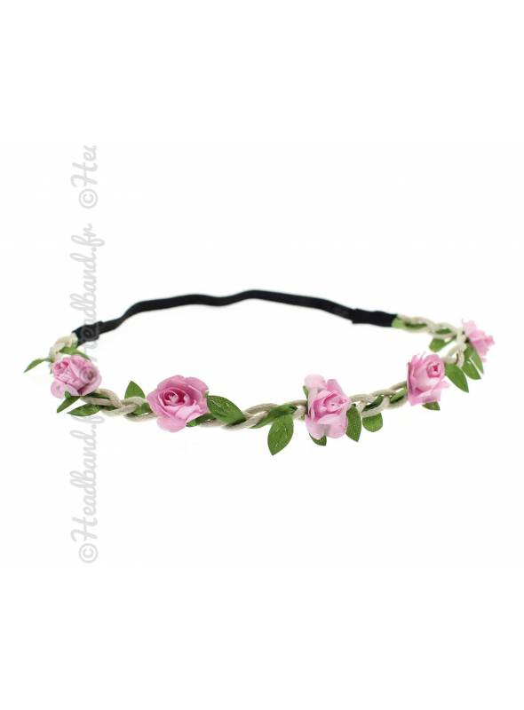 Headband bohème fleur rose clair