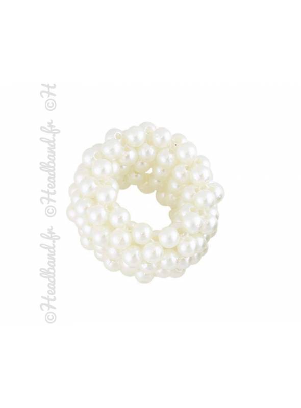 Chouchou femme perles blanc