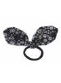 Chouchou noeud fleur bicolore noir