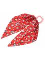 Chouchou foulard perles fleuri rouge