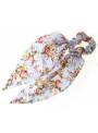 Chouchou foulard long fleurs bleu ciel