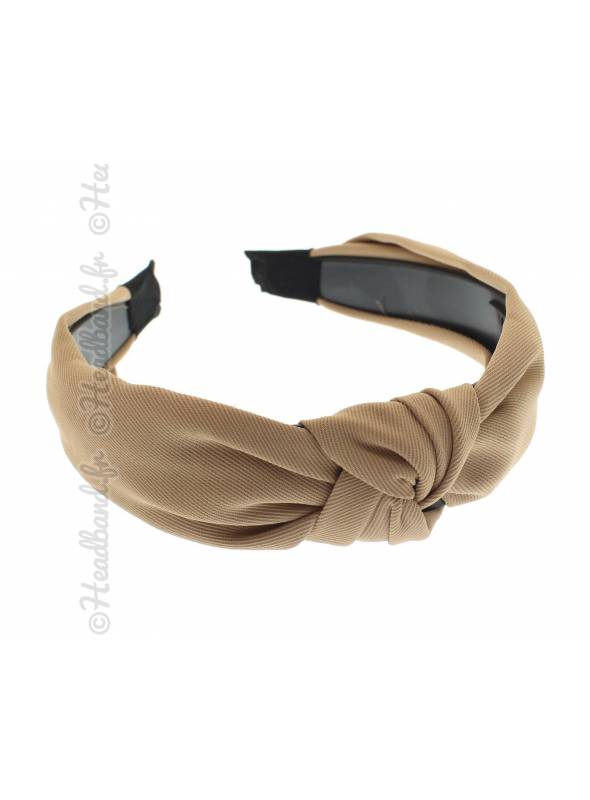 Serre-tête turban rétro uni beige
