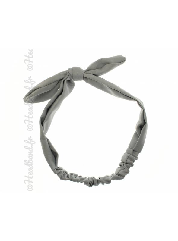 Headband noeud tissu uni gris