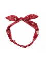 Headband noeud textile motif fleurs rouge
