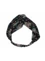 Headband croisé mousseline fleurs noir