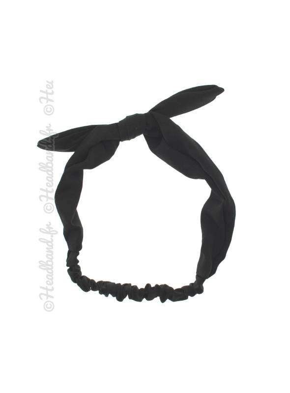 Headband noeud satin uni noir