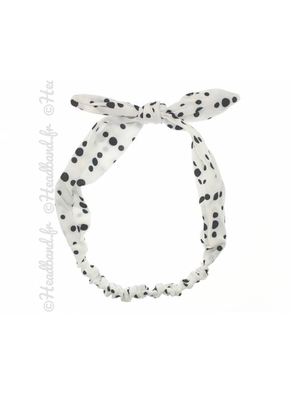 Headband noeud polka blanc