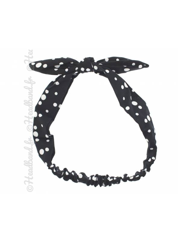 Headband noeud polka dot noir