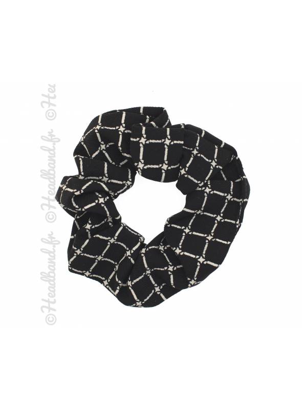 Chouchou rétro carreaux noir