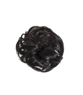 Postiche chouchou chignon ondulé - Noir