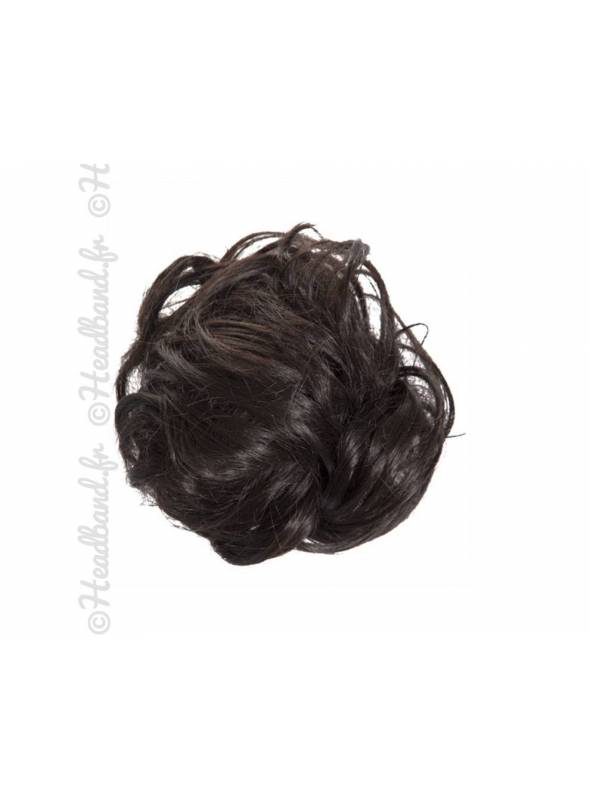 Postiche chouchou chignon flou - Châtain foncé