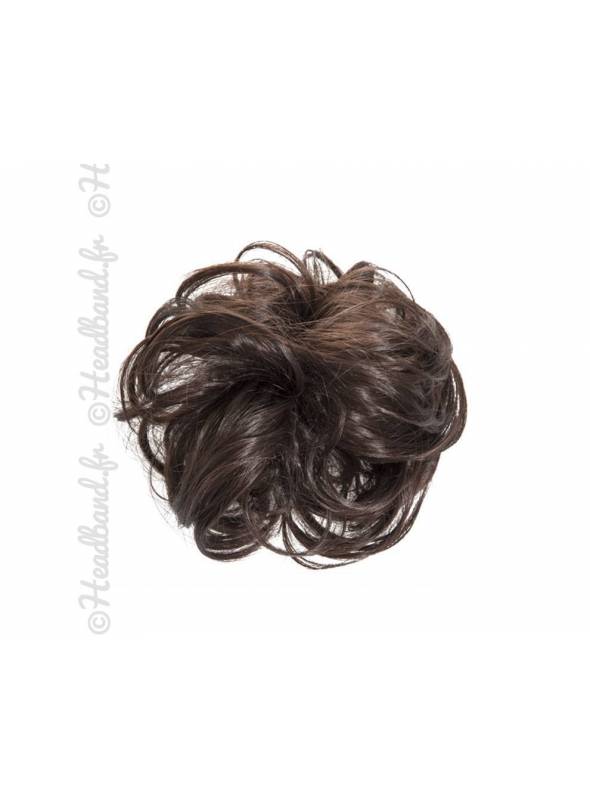 Postiche chouchou chignon flou - Châtain chocolat