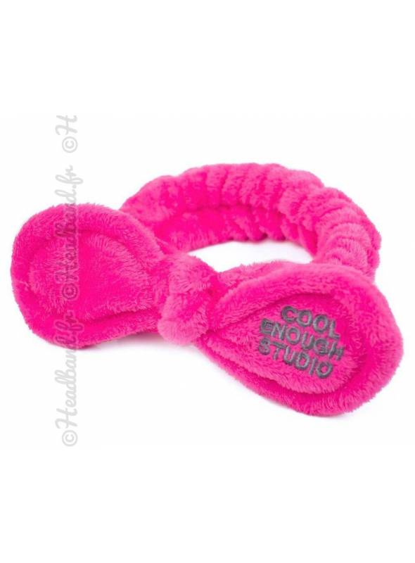 Bandeau maquillage soin fushia en peluche