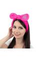 Bandeau maquillage soin fushia en peluche