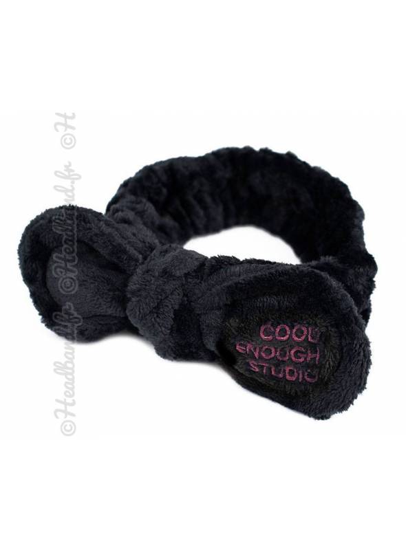 Bandeau soin démaquille noir en peluche