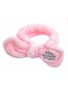 Bandeau maquillage soin rose en peluche