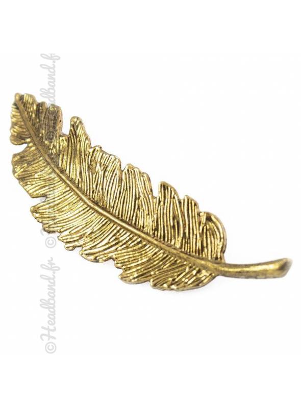 Barrette feuille antique bronze