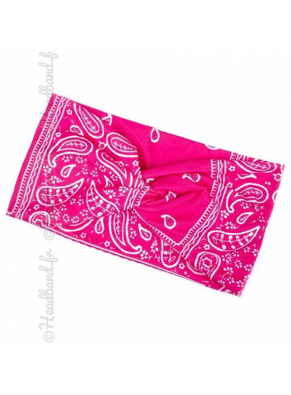 Bandeau large croisé bandana fushia