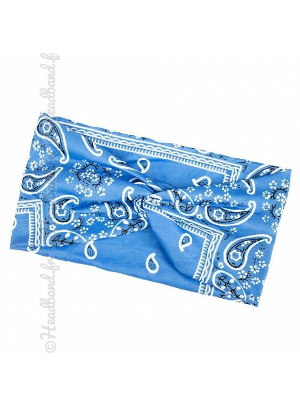 Bandeau large croisé bandana bleu