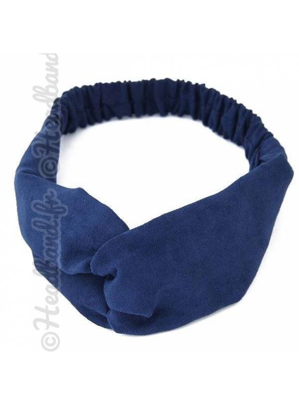 Bandeau turban suédine bleu
