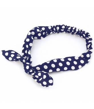 Bandeau noeud motif pois bleu