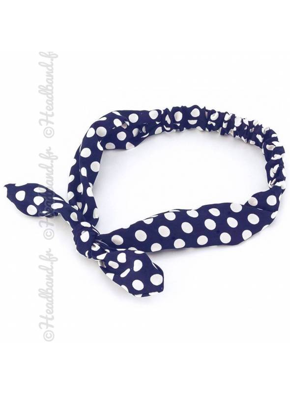 Bandeau noeud motif pois bleu