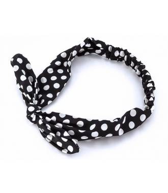 Bandeau noeud motif pois noir