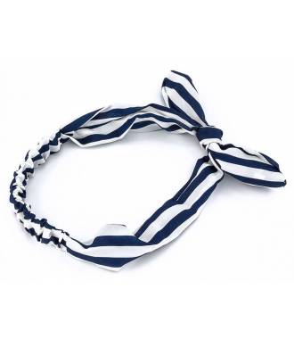 Bandeau noeud motif rayé bleu