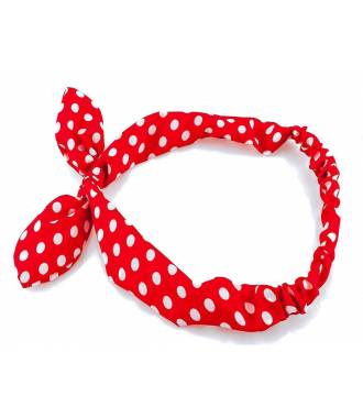 Bandeau noeud motif pois rouge