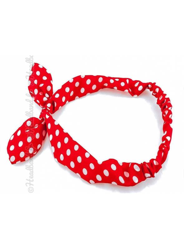 Bandeau noeud motif pois rouge