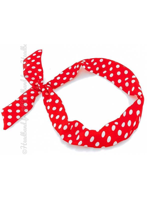 Bandeau fil de fer pois rouge et blanc
