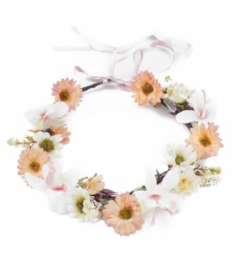 Couronne de fleurs bohème fleur orange clair