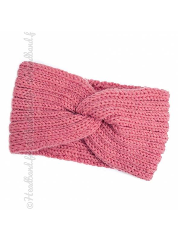 Bandeau maille simple croisé rose