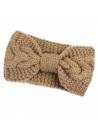 Bandeau maille torsadé noeud taupe