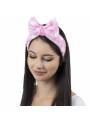 Bandeau maquillage noeud doux pois rose