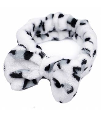 Bandeau maquillage noeud doux panthère gris