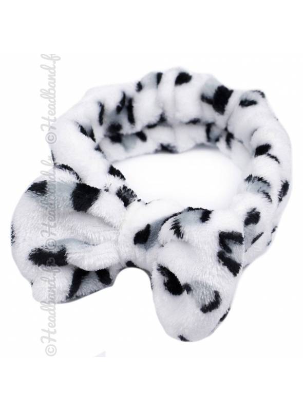 Bandeau maquillage noeud doux panthère gris