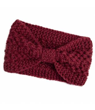 Bandeau hiver maille noeud rouge