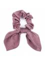 Chouchou cheveux noeud uni rose poudré