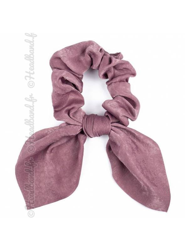 Chouchou cheveux noeud uni rose poudré