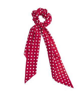 Chouchou cheveux foulard pois rouge