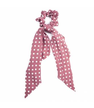 Chouchou cheveux foulard pois rose
