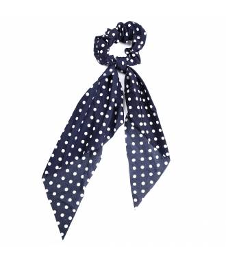 Chouchou cheveux foulard pois bleu