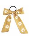 Elastique noeud marguerite satin jaune