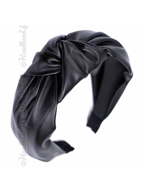 Serre-tête simili cuir turban noir
