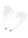 Serre-tête oreilles chat dentelle noeud blanc